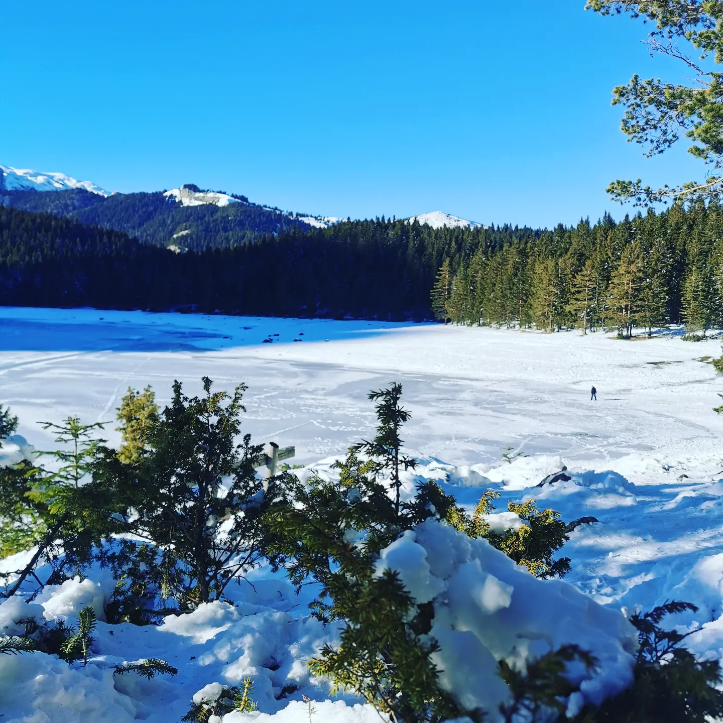 Crno Jezero covered in snow during winter