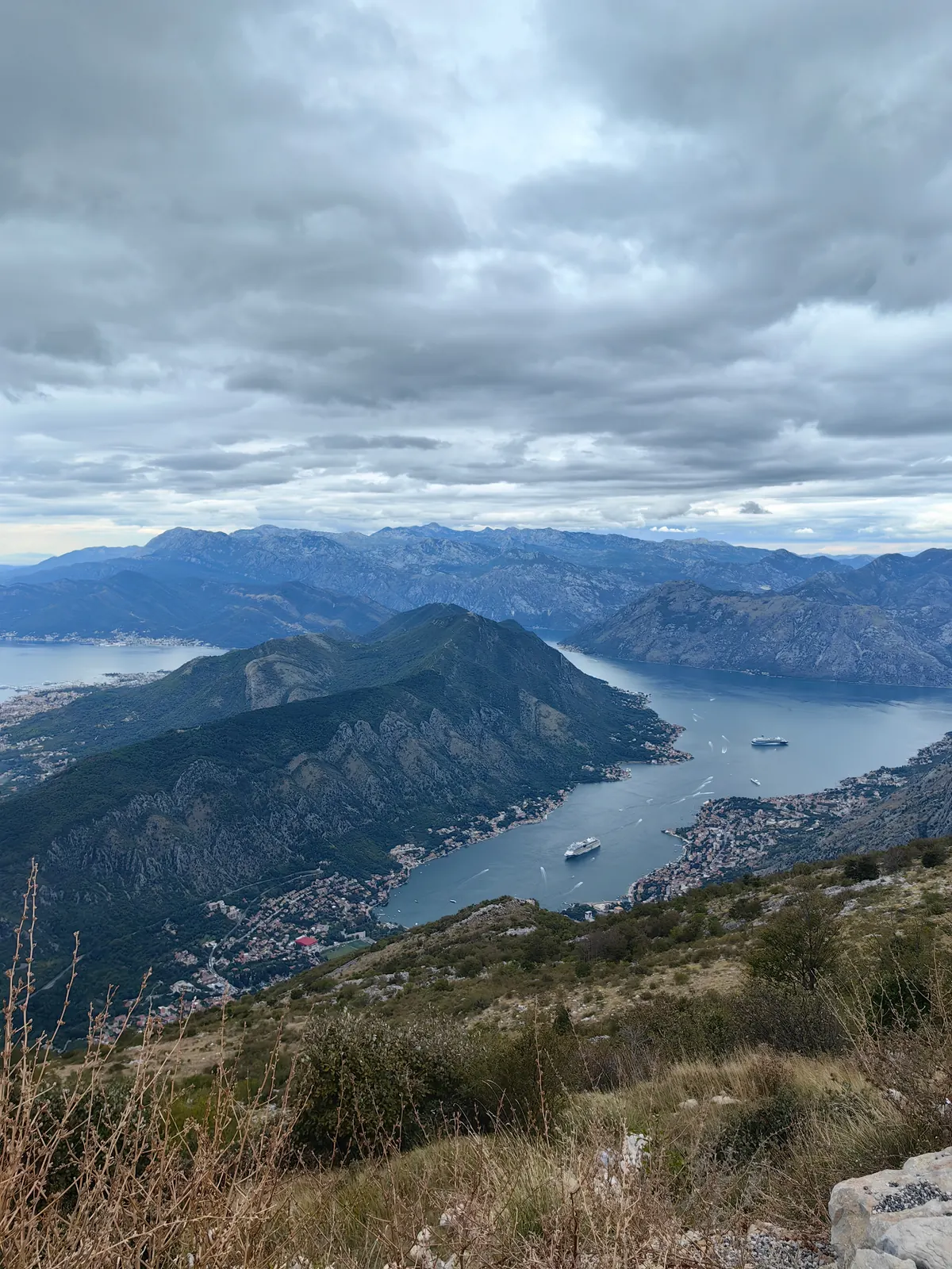 Bay of Kotor viewed from a mountain lookout
