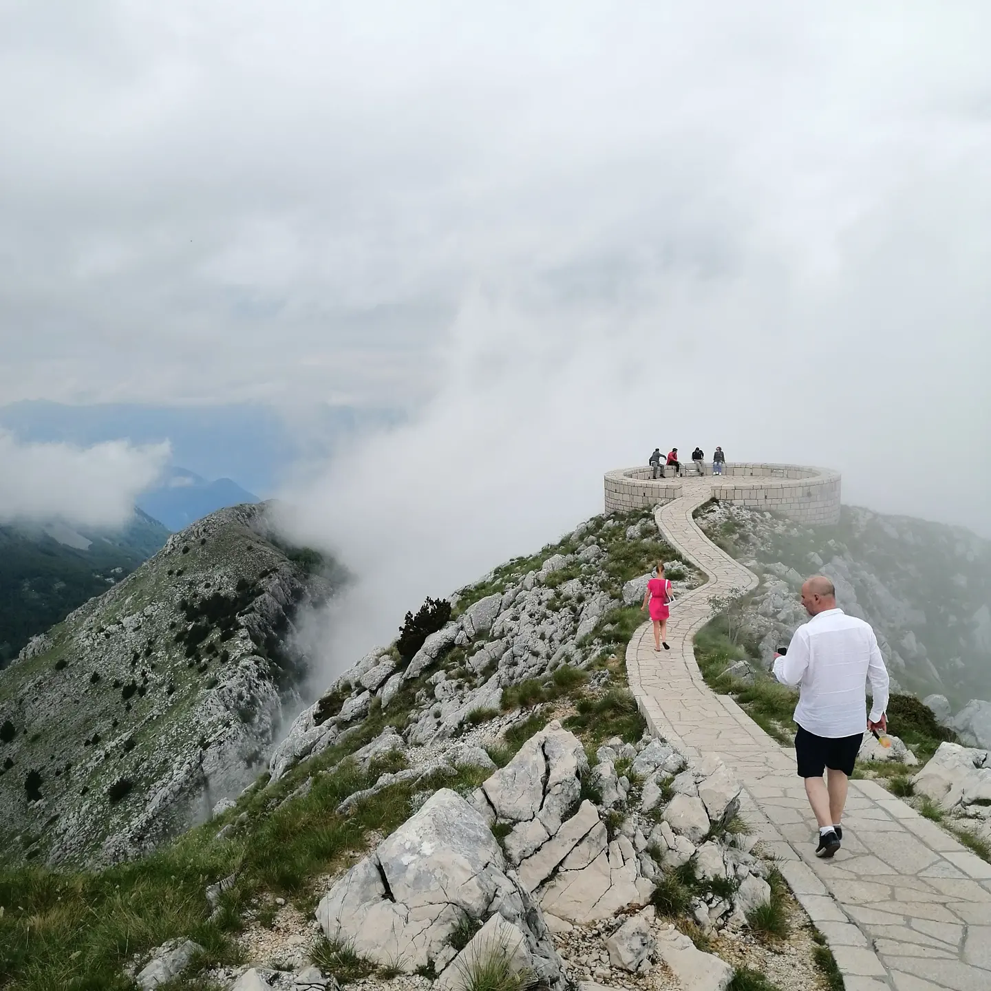 Njegoš Mausoleum viewpoint on Mount Lovćen above the clouds